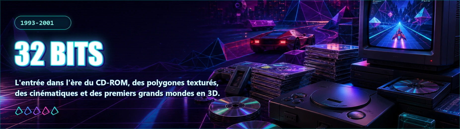 Bannière Génération 32 bits : PlayStation, Sega Saturn, Game Boy Advance et PSP